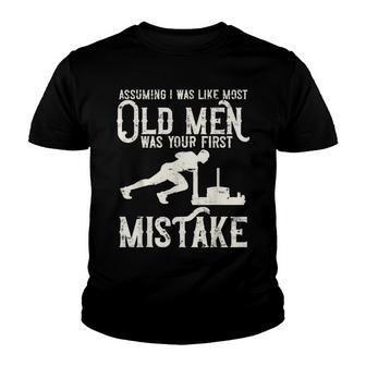 Old Man Weight Lifting Design For Old Strong People V3 Youth T-shirt - Thegiftio UK
