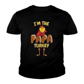 Papa Turkey Matching Family Outfit Funny Thanksgiving Youth T-shirt | Mazezy
