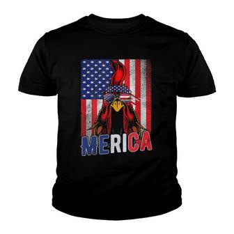 Patriotic Chicken Merica 4Th Of July Usa Independence Youth T-shirt | Mazezy