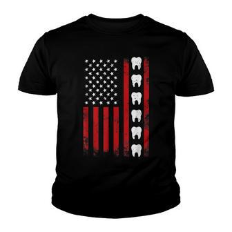 Patriotic Dentist American Flag Usa Tooth Us Flag Dad Youth T-shirt - Thegiftio UK