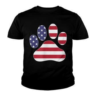 Patriotic Dog Paw Print For 4Th Of July Youth T-shirt - Seseable