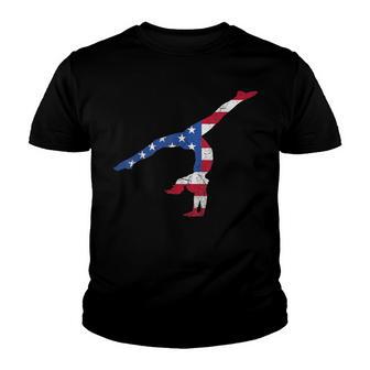 Patriotic Sports Gift American Usa Flag Girls Gymnastics Youth T-shirt - Thegiftio UK