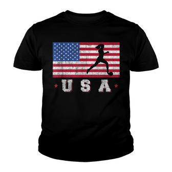 Patriotic Sports Gift Usa American Flag Womens Girls Soccer Youth T-shirt - Thegiftio UK