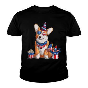 Patriotic Welsh Corgi Dog Pup 4Th Of July Youth T-shirt - Seseable