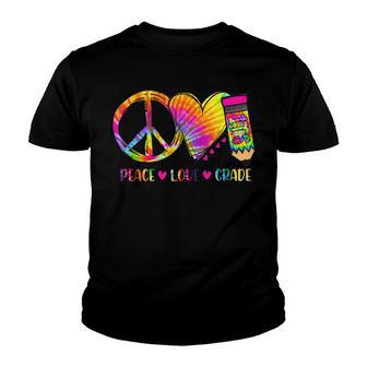 Peace Love 1St Grade Funny Tie Dye Student Teacher Youth T-shirt - Thegiftio UK