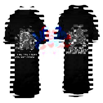 Peace Love America Sunflower Patriotic Tie Dye 4Th Of July Youth T-shirt | Mazezy