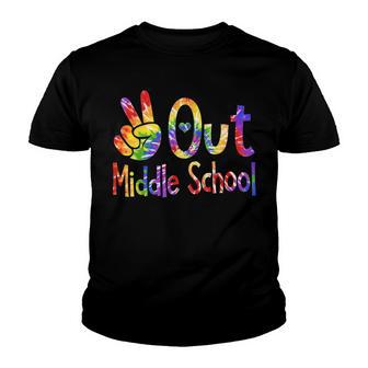 Peace Out Middle School -Last Day Of School Graduate Tie Dye Youth T-shirt - Thegiftio UK
