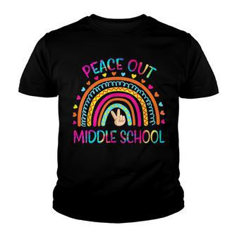 Peace Out Middle School Rainbow Last Day Of School Tie Dye Youth T-shirt - Thegiftio UK