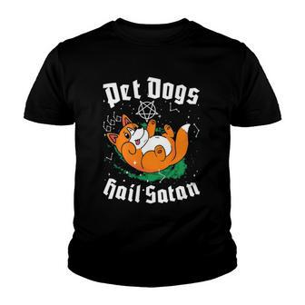 Pet Dogs Hail Satan Kawaii Satanic Dog Astrology Witchcraft Youth T-shirt | Mazezy