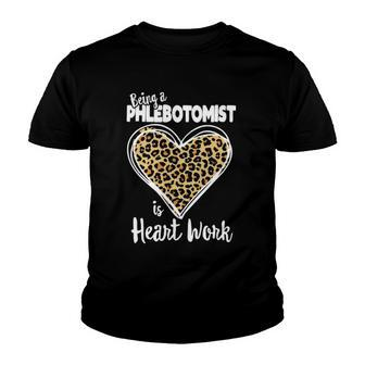 Phlebotomy Cute Leopard Plaid Gift For Phlebotomist Youth T-shirt | Mazezy