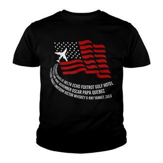 Phonetic Alphabet | American Pilot Airplane Usa Flag Youth T-shirt - Thegiftio UK