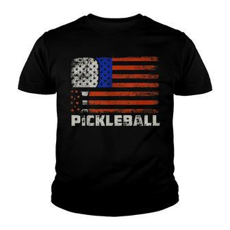 Pickleball Usa Flag Us Player Paddleball Youth T-shirt - Thegiftio UK