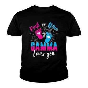 Pink Or Blue Gamma Loves You Gender Reveal Baby Party Youth T-shirt | Mazezy