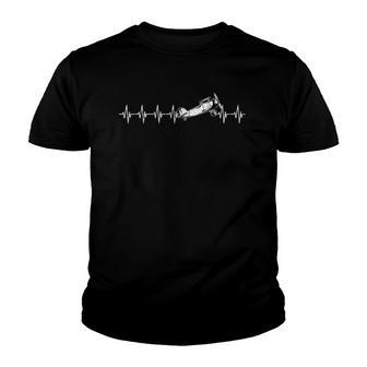 Plane Aviation Aircraft Flying Airplane Heartbeat Pilot Youth T-shirt | Mazezy