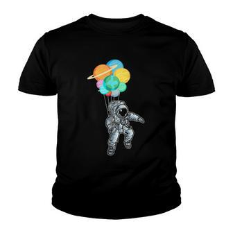 Planet Balloons Astronaut Space Science Youth T-shirt | Mazezy