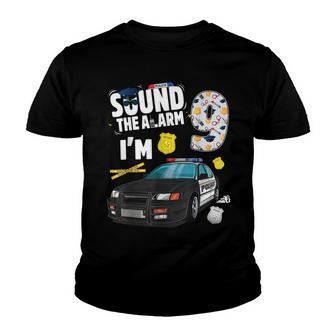 Police Car 9Th Birthday Boy 9 Year Old Cop Policeman Officer Youth T-shirt - Seseable