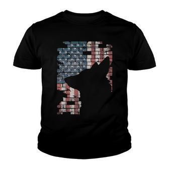 Police Officer K9 Dog Shep Pd American Flag Silhouette Print Youth T-shirt - Thegiftio UK