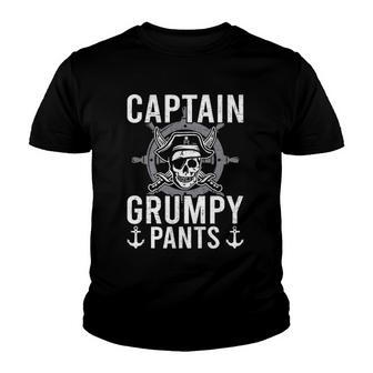 Pontoon Captain Grumpy Pants Pontooning Youth T-shirt | Mazezy