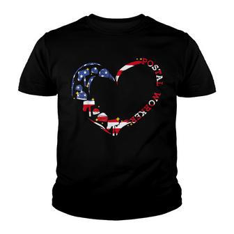 Postal Worker Patriotic Heart - Love Postal Mail Carrier Youth T-shirt - Thegiftio UK