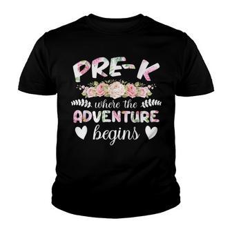 Pre-K Where The Adventure Begins Preschool Back To School Youth T-shirt - Thegiftio UK