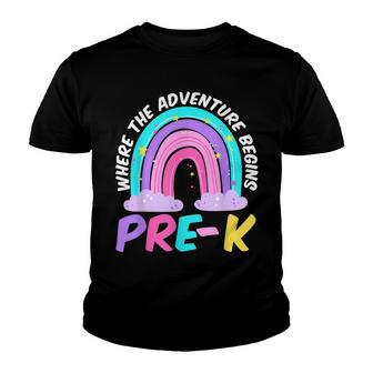 Pre-K Where The Adventure Begins Preschool Back To School Youth T-shirt - Seseable