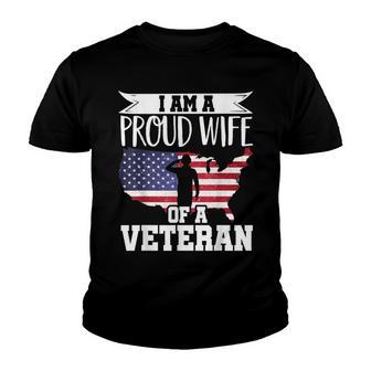 Proud Wife Of Veteran Nothing Scares Patriotic Veterans Day Youth T-shirt - Thegiftio UK