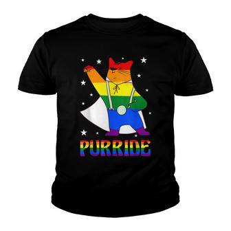 Purride Dabbing Cat Meow Gay Pride Gender Equality Bisexual Youth T-shirt - Thegiftio UK
