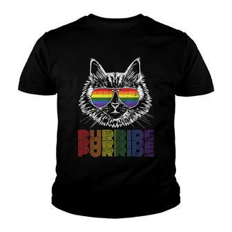 Purride Gay Pride Cute Cat Kitten Pet Lover Lgbt-Q Ally Youth T-shirt - Thegiftio UK