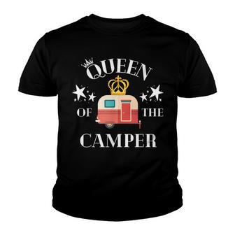 Queen Of The Camper Camping Gift Rv Vacation Gift Youth T-shirt - Thegiftio UK