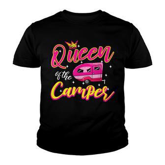 Queen Of The Camper Funny Rv Trailer Vacation Road Trip Gift Youth T-shirt - Thegiftio UK