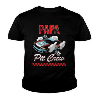 Race Car Birthday Party Racing Family Papa Pit Crew Funny Youth T-shirt - Thegiftio UK