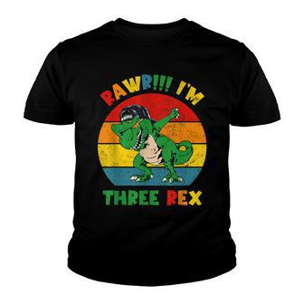 Rawr Im Three Rex Awesome 3Rd Birthday Dinosaur 3 Year Old Youth T-shirt - Seseable