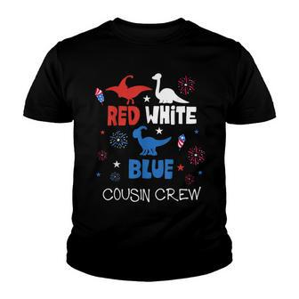 Red White & Blue Cousin Crew 4Th Of July Kids Usa Dinosaurs Youth T-shirt - Seseable