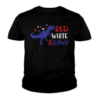 Red White & Rawr 4Th Of July Dinosaur Trex Youth T-shirt - Seseable