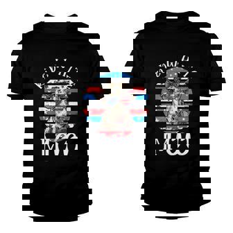 Red White Moo Cute American Cow Farmer 4Th Of July Leopard Youth T-shirt | Mazezy