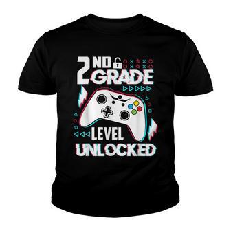 Retro 2Nd Grade Level Unlocked Back To School Day Video Game Youth T-shirt - Thegiftio UK