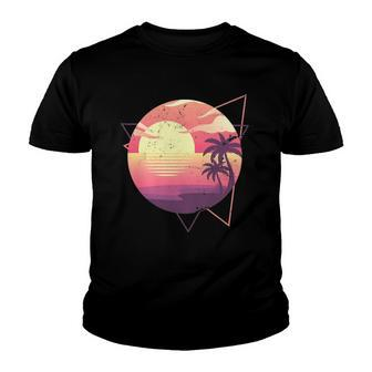 Retro 80S Vaporwave Aesthetic Tropical Sunset 90S Vaporwave Youth T-shirt | Mazezy