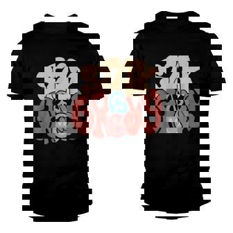 Retro Boho Stay Groovy Flower Hippie Peace Smiley Face Youth T-shirt - Thegiftio