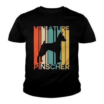 Retro Min Pin Vintage Miniature Pinscher Silhouette Dog Love Youth T-shirt - Thegiftio UK