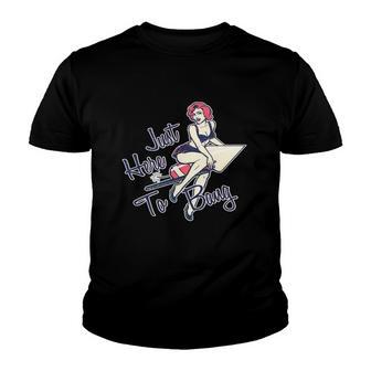 Retro Pin Up Just Here To Bang Youth T-shirt - Thegiftio UK
