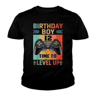 Retro Vintage Gaming 12 Years Old Level Up 12Th Birthday Boy Youth T-shirt - Seseable