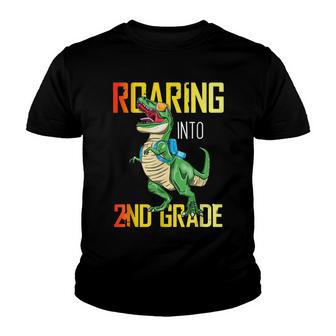 Roaring Into 2Nd Grade T Rex Dinosaur Back To School Boys Youth T-shirt - Thegiftio UK