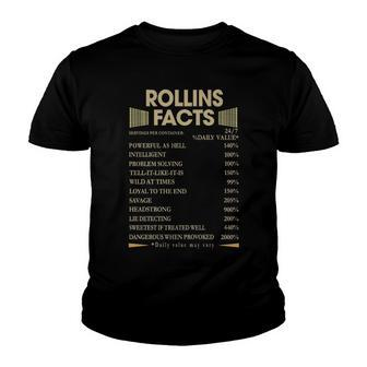 Rollins Name Gift Rollins Facts Youth T-shirt - Seseable
