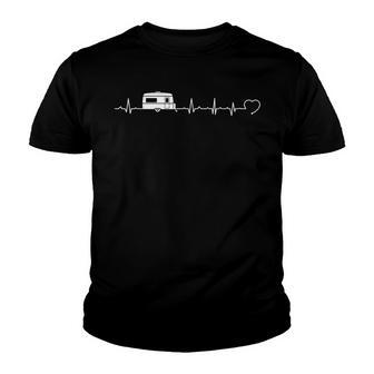Rv Camper Heartbeat Camping Vacation Youth T-shirt - Thegiftio UK