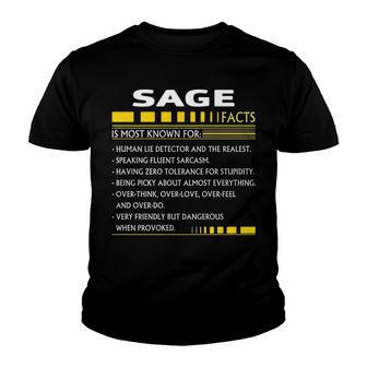 Sage Name Gift Sage Facts Youth T-shirt - Thegiftio UK