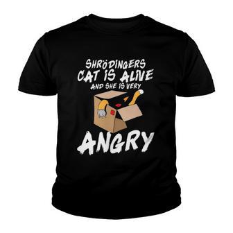 Schrödingers Cat Is Alive Science Nerd Youth T-shirt - Thegiftio UK