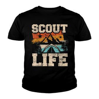 Scout Life Camping Tent Bonfire Firewood Campfire Camper Youth T-shirt - Thegiftio UK