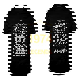 September 1974 Birthday   Life Begins In September 1974 Youth T-shirt