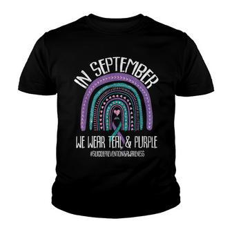 September We Wear Teal Purple Suicide Prevention Awareness Youth T-shirt - Thegiftio UK