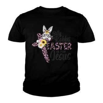 Silly Rabbit Easter Is For Jesus Easter Day Leopard Cross V2 Youth T-shirt - Thegiftio UK